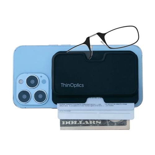 Очки для чтения с чехлом с MagSafe. ThinOptics Readers + Black Universal Pod Wallet
